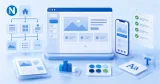 Modern website planning workspace with sitemap, wireframe, content, and mobile layout