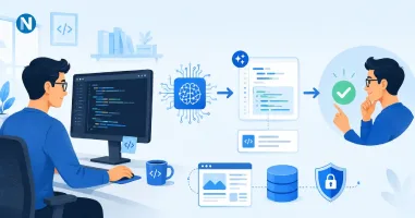 Developer reviewing AI-generated code before approving it