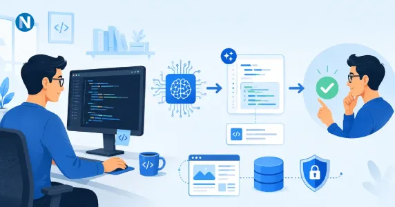 Developer reviewing AI-generated code before approving it